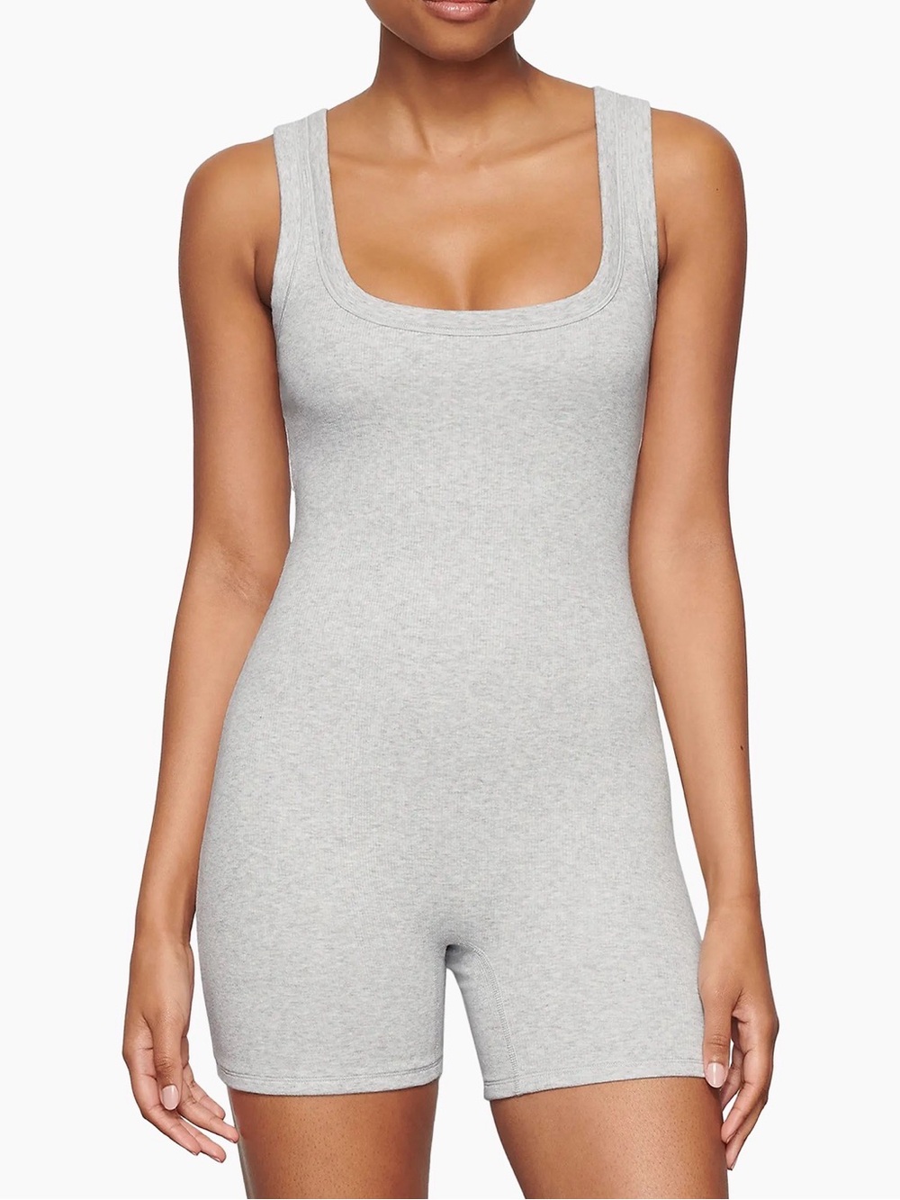 SKIMS Light Gray Scoop-Neck Ribbed Romper